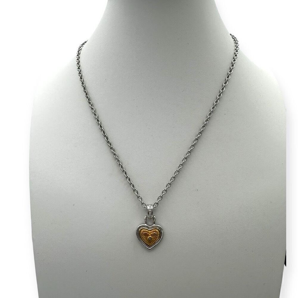 Small heart pendant on a chain necklace gold/silvered tones
